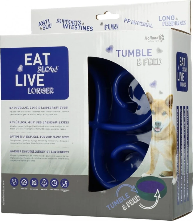 Eat Slow Live Longer TUMBLE FEEDER miska spowalniająca niebieska dla psa i kota