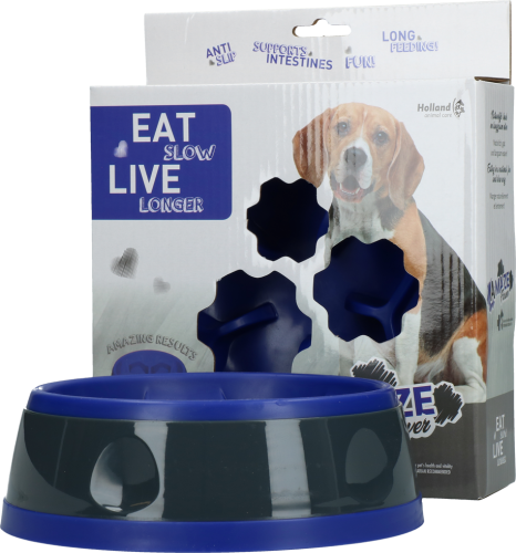 Eat Slow Live Longer AMAZE FLOWER miska spowalniająca niebieska dla psa i kota