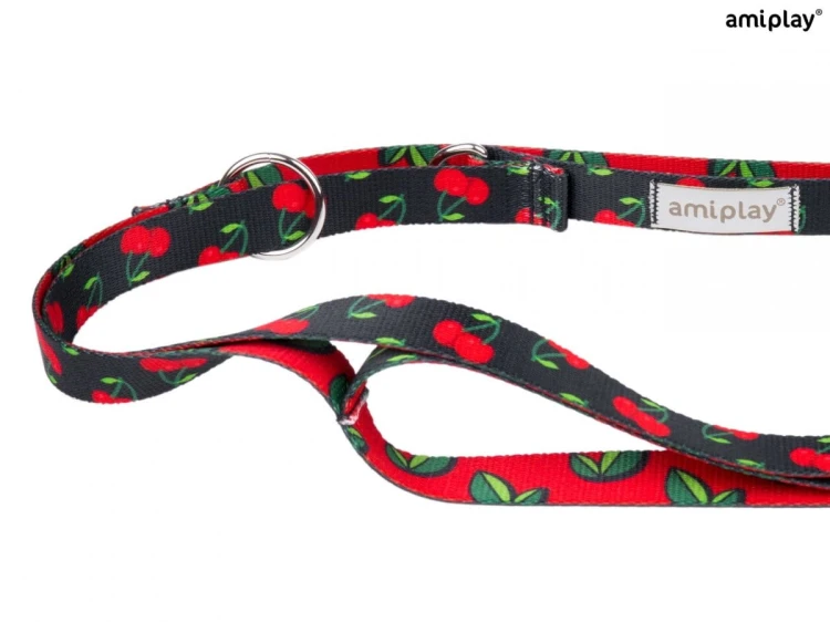 AMIPLAY BeHappy Smycz regulowana 7in1 S 100 – 200 x 1,5 cm CHERRY