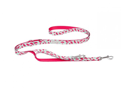 AMIPLAY BeHappy Smycz regulowana 7in1 S 100 – 200 x 1,5 cm WATERMELON