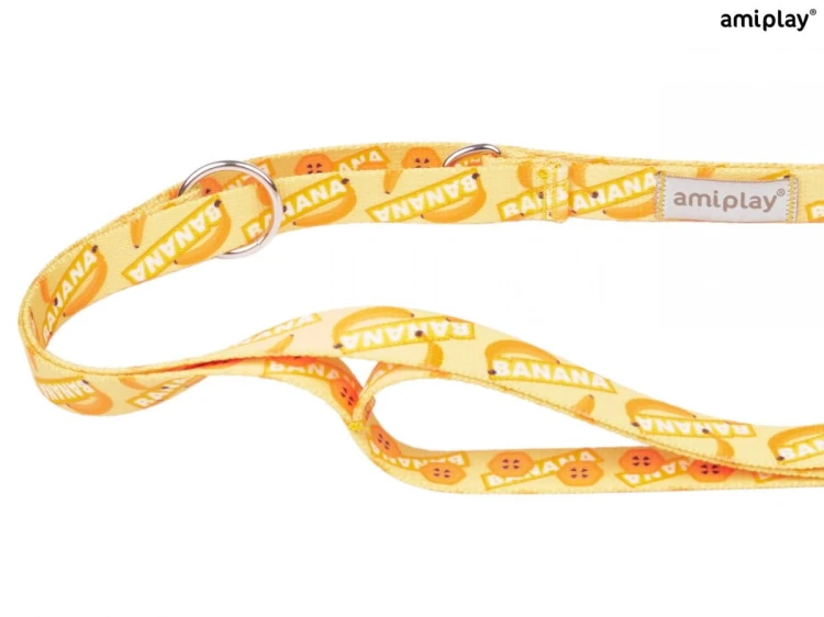 AMIPLAY BeHappy Smycz regulowana 7in1 S 100 – 200 x 1,5 cm BANANA