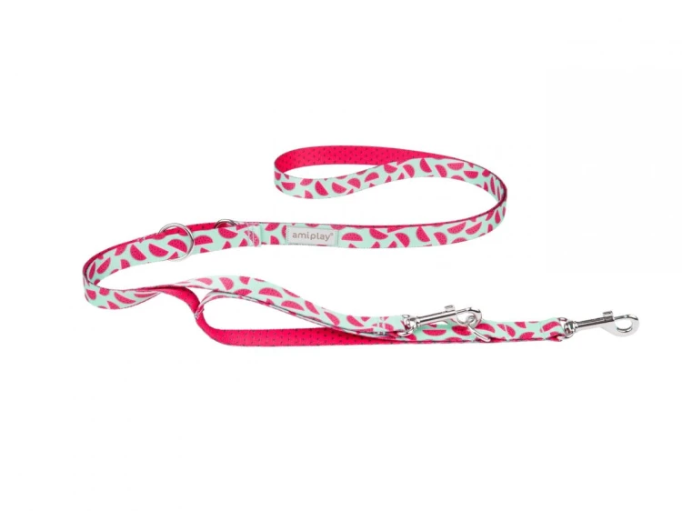 AMIPLAY BeHappy Smycz regulowana 7in1 M 100 – 200 x 2 cm WATERMELON