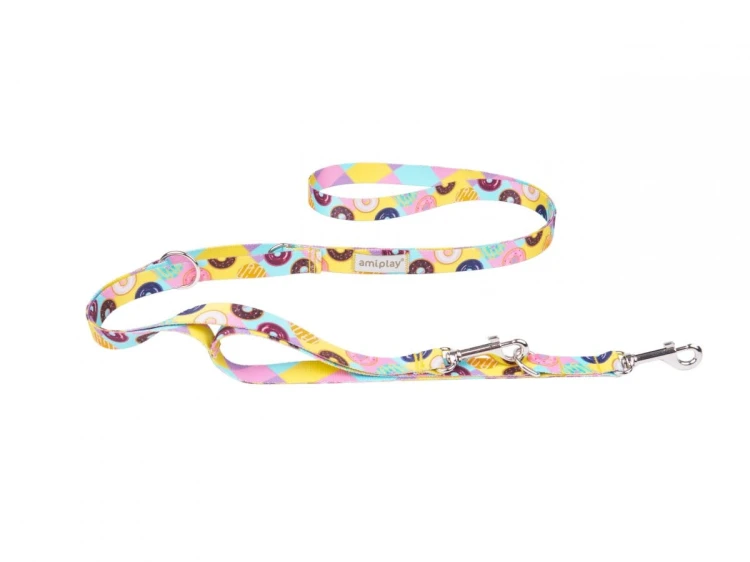 AMIPLAY BeHappy Smycz regulowana 7in1 M 100 – 200 x 2 cm DONUT