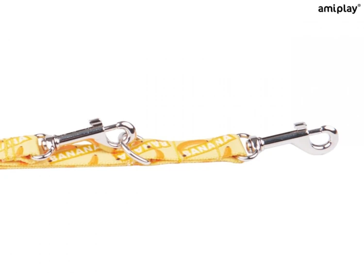 AMIPLAY BeHappy Smycz regulowana 7in1 L 100 – 200 x 2,5 cm BANANA