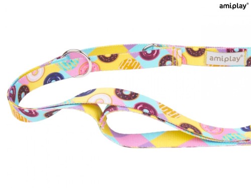 AMIPLAY BeHappy Smycz regulowana 7in1 L 100 – 200 x 2,5 cm DONUT