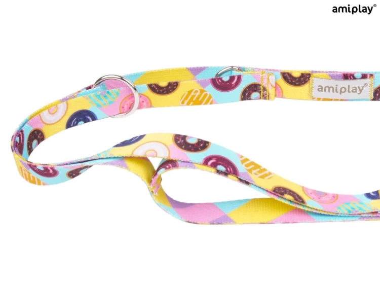 AMIPLAY BeHappy Smycz regulowana 7in1 L 100 – 200 x 2,5 cm DONUT