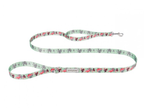 AMIPLAY BeHappy Smycz regulowana 7in1 L 100 – 200 x 2,5 cm FLAMINGO