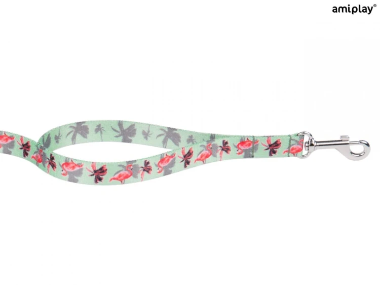 AMIPLAY BeHappy Smycz regulowana 7in1 L 100 – 200 x 2,5 cm FLAMINGO