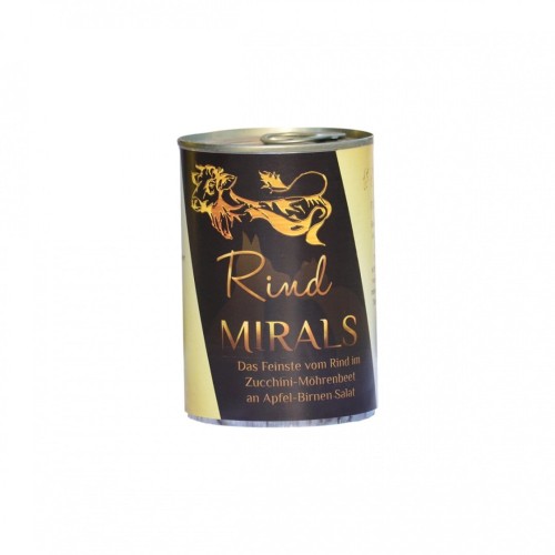 MIRALS Rind - Delikatna wołowina w plastrach cukinii i marchewki na sałatce z jabłek i gruszek (400g) Karma mokra dla psa