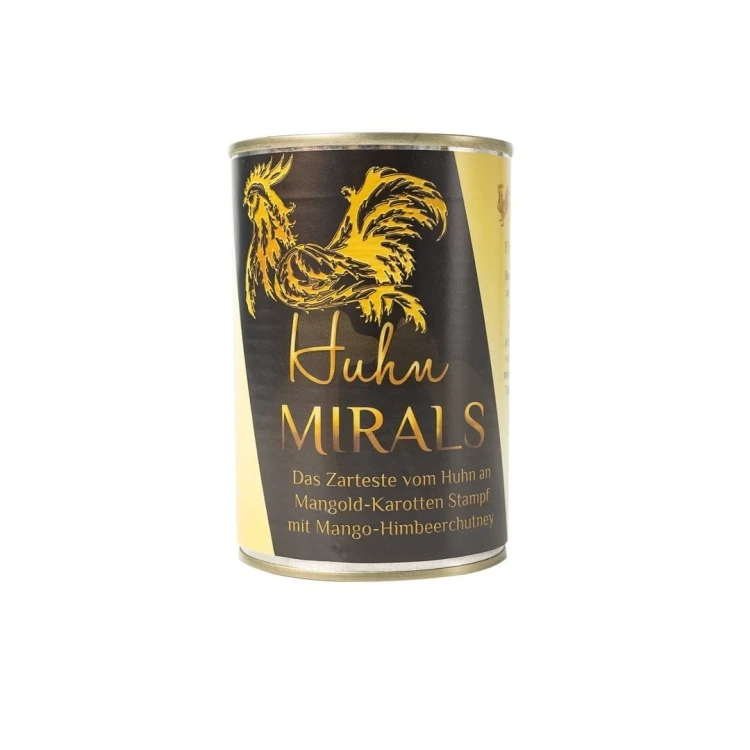 MIRALS Huhn - delikatny kurczak na puree z marchwi i botwinką i chutneyem z mango i malin (400g) Karma mokra dla psa