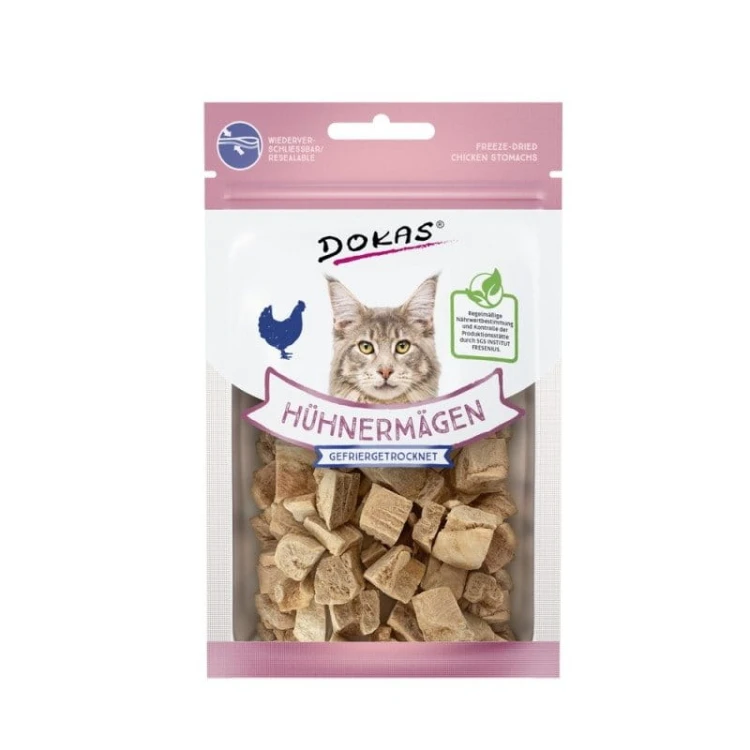DOKAS Liofilizowane żołądki drobiowe dla kotów 12g Przysmaki dla kota