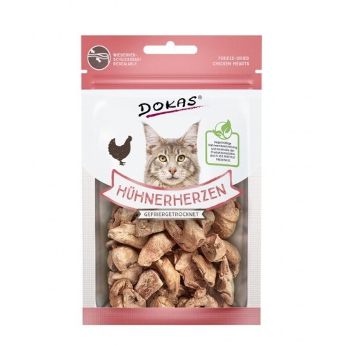 DOKAS Liofilizowane serca drobiowe dla kotów  15g Przysmaki dla kota