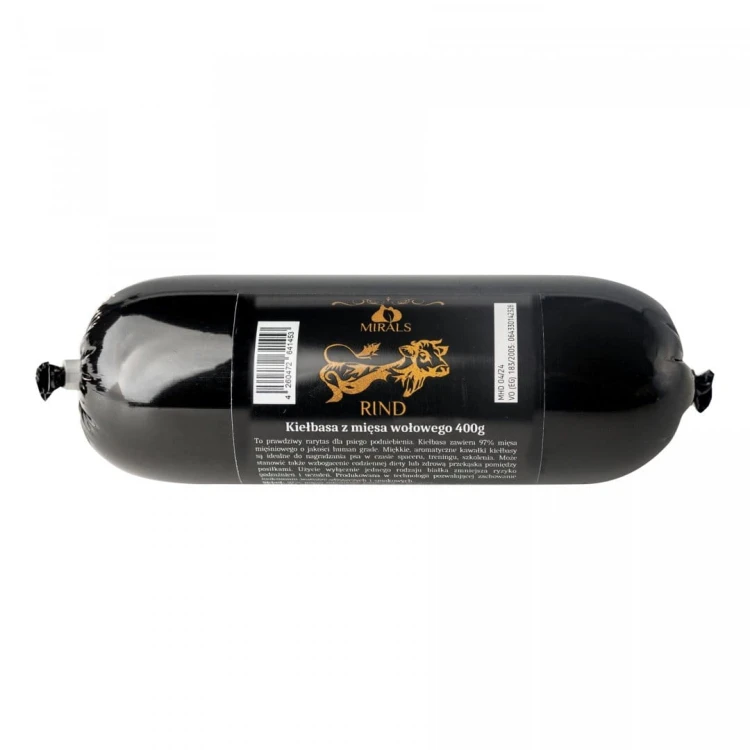 MIRALS Rind - kiełbasa z mięsa wołowego (400g) przysmak dla psa