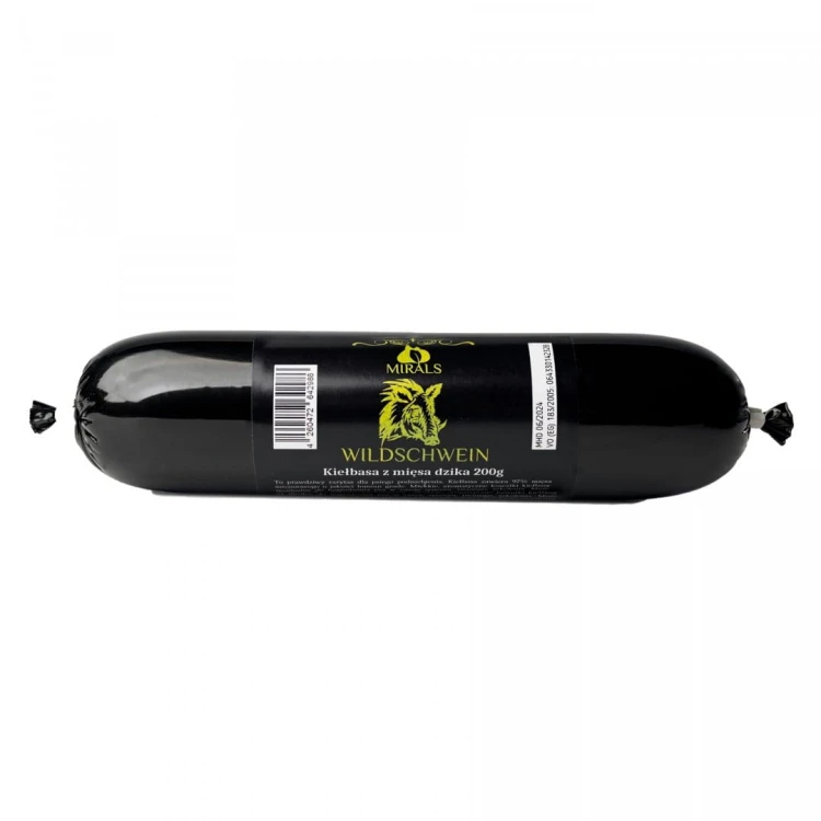 MIRALS Wildschwein - kiełbasa z mięsa dzika (200g) przysmak dla psa