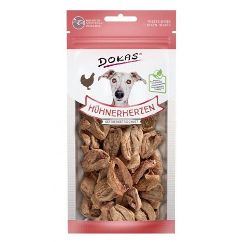 DOKAS Liofilizowane serca drobiowe dla psów 22g Przysmaki dla psa