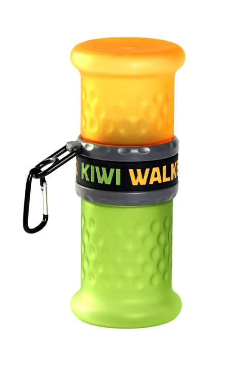 Kiwi Walker TRAVEL BOTTLE 2in1 butelka na wodę i karmę zielono-pomarańczowa