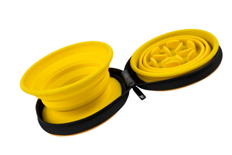 Kiwi Walker TRAVEL DOUBLE BOWL SLOWFEEDER zestaw spowalniających misek turystycznych różowych