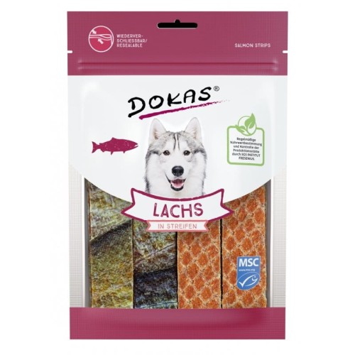 DOKAS Paski z łososia 100g Przysmaki dla psa