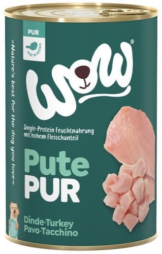 WOW Pute Pur - czysty indyk karma monobiałkowa dla psa (400g) Karma mokra dla psa