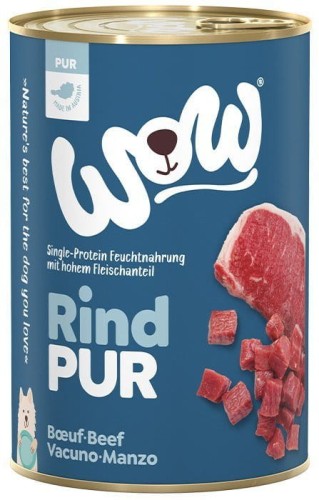 WOW Rind Pur - czysta wołowina karma monobiałkowa dla psa (400g) Karma mokra dla psa