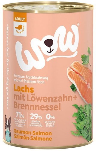 WOW Lachs - łosoś z mniszkiem lekarskim i pokrzywą (400g) Karma mokra dla psa