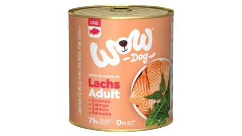 WOW Lachs - łosoś z mniszkiem lekarskim i pokrzywą (800g) Karma mokra dla psa