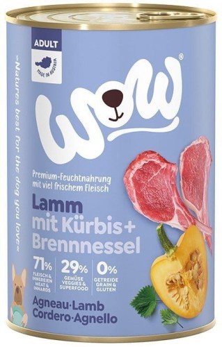 WOW Lamm mit Kürbis - jagnięcina z dynią i pokrzywą (400g) Karma mokra dla psa