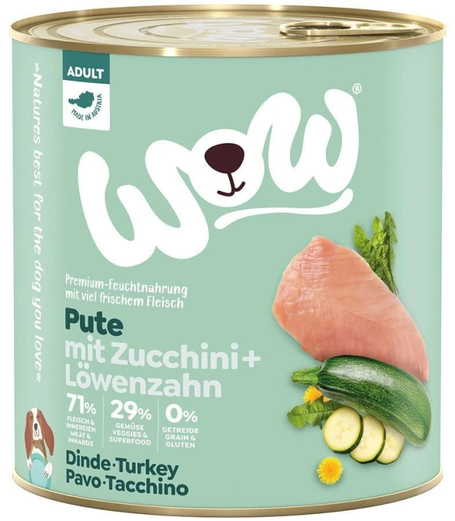 WOW Pute - indyk z cukinią i mniszkiem lekarskim (800g) Karma mokra dla psa