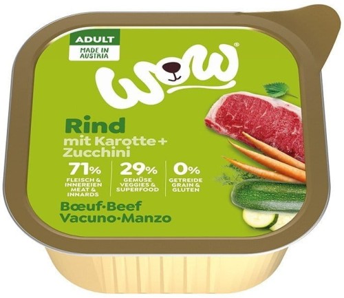 WOW Rind - wołowina z marchewką i cukinią (150g) Karma mokra dla psa