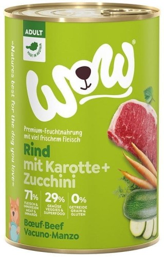 WOW Rind - wołowina z marchewką i cukinią (400g) Karma mokra dla psa