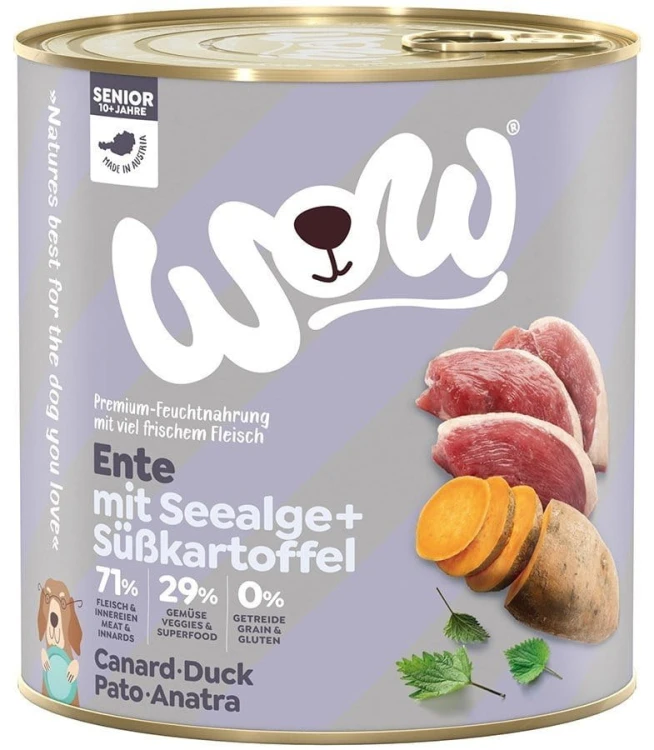 WOW Senior Ente - kaczka z algami i batatami (800g) Karma mokra dla psa