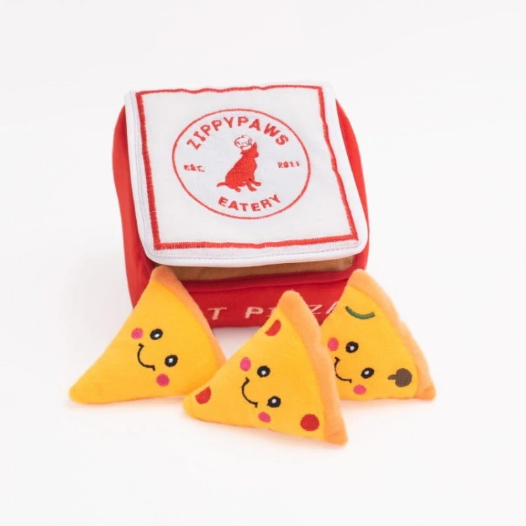 ZippyPaws pluszowa norka KARTON Z PIZZĄ