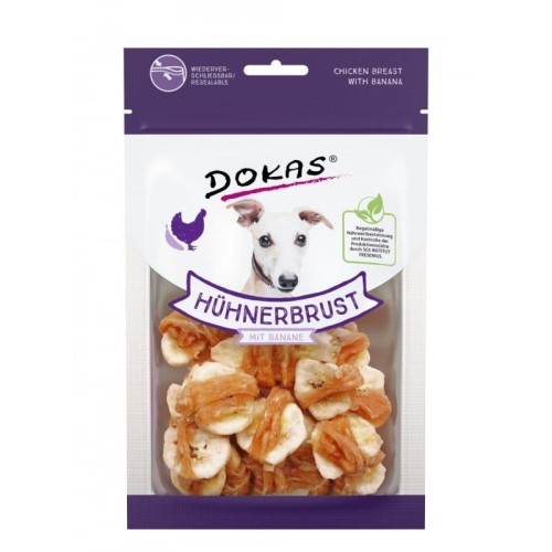 DOKAS Filet z piersi kurczaka i banan 70g Przysmaki dla psa