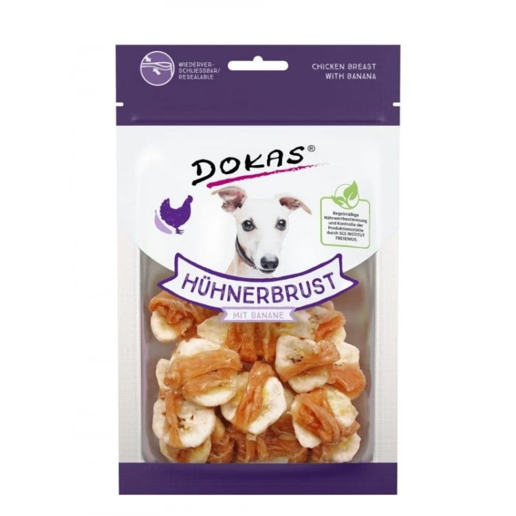 DOKAS Filet z piersi kurczaka i banan 70g Przysmaki dla psa
