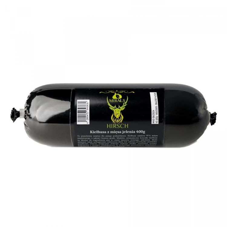MIRALS Hirsch kiełbasa z mięsa jelenia (400g) przysmak dla psa
