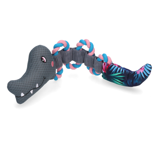 CoolPets Pull me! Crocky rope (Flamingo) KROKODYL na linie zabawka do wody