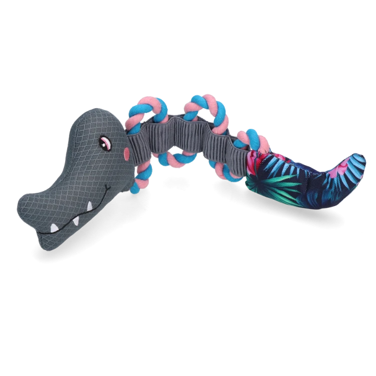 CoolPets Pull me! Crocky rope (Flamingo) KROKODYL na linie zabawka do wody