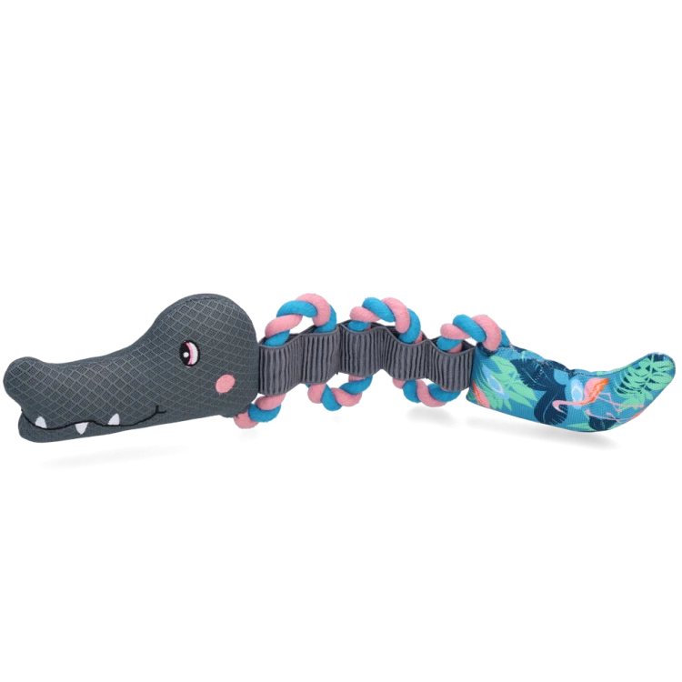 CoolPets Pull me! Crocky rope (Flamingo) KROKODYL na linie zabawka do wody