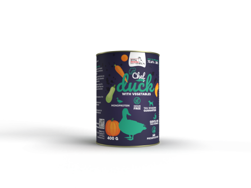 Syta Micha Mokra karma dla psa CHEF Kaczka z warzywami 400g