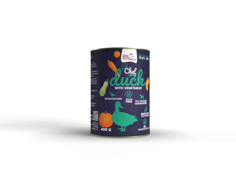 Syta Micha Mokra karma dla psa CHEF Kaczka z warzywami 400g