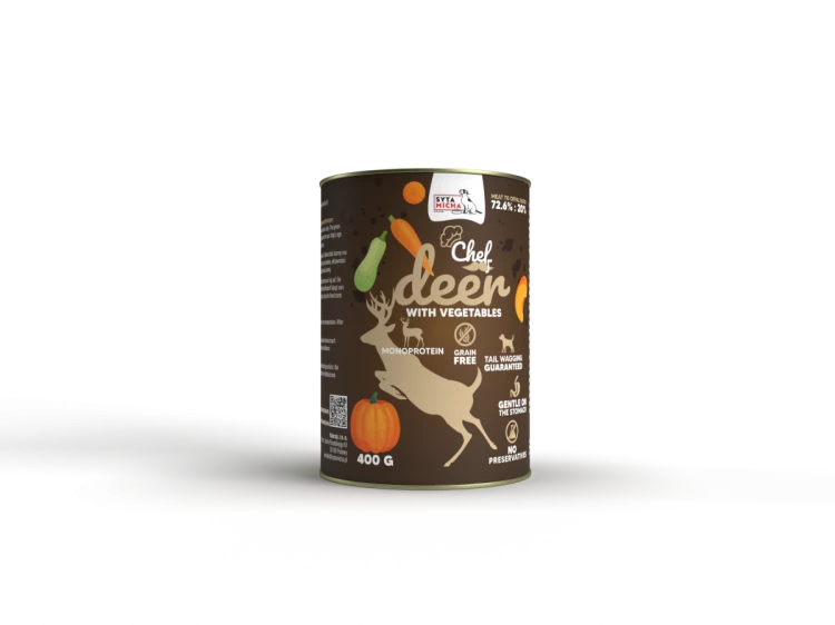 Syta Micha Mokra karma dla psa CHEF Jeleń z warzywami 400g