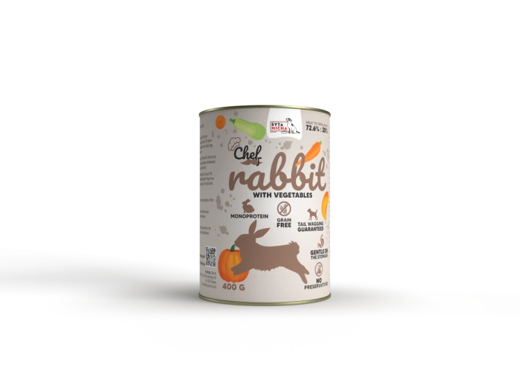 Syta Micha Mokra karma dla psa CHEF Królik z warzywami 400g