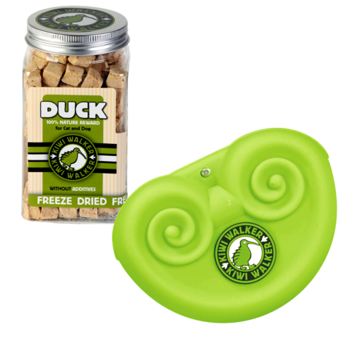 ZESTAW! Kiwi Walker REWARDS POCKET saszetka na przysmaki zielona + Kiwi Walker KACZKA liofilizowane przysmaki