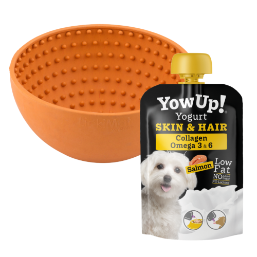 ZESTAW! LickiMat® Wobble™ + YOW UP! Skóra &amp; Sierść Jogurt dla psa z łososiem