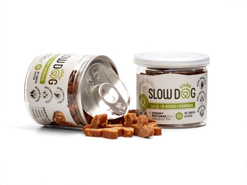 SLOW DOG Treserki Serca z kaczki i dorsza 70g Przysmak dla psa