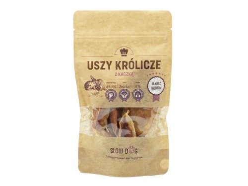 SLOW DOG Uszy królicze z kaczką 7 cm 100g Przysmak dla psa