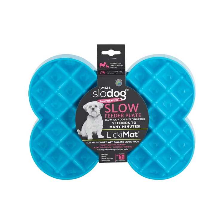 Miska slow food spowalniająca jedzenie SMALL SLODOG® turkusowa dla psa i kota