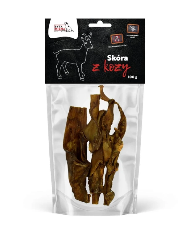 Syta Micha Suszona skóra z kozy 100g Przysmak dla psa