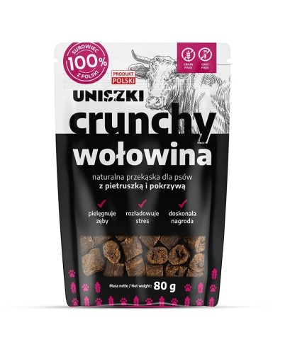 UNISZKI Crunchy Wołowina - Pietruszka Pokrzywa 80g Przysmaki dla psa