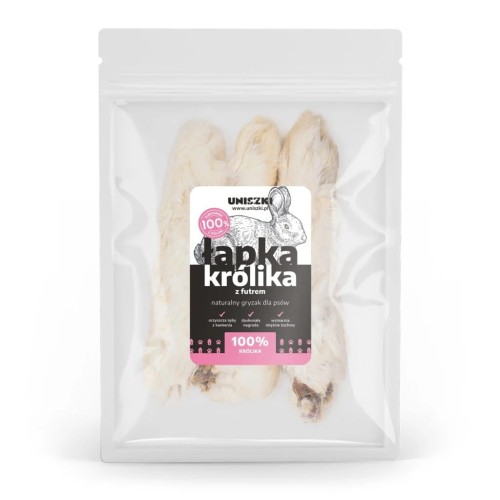 UNISZKI Łapka królika z futrem 100g Przysmaki dla psa